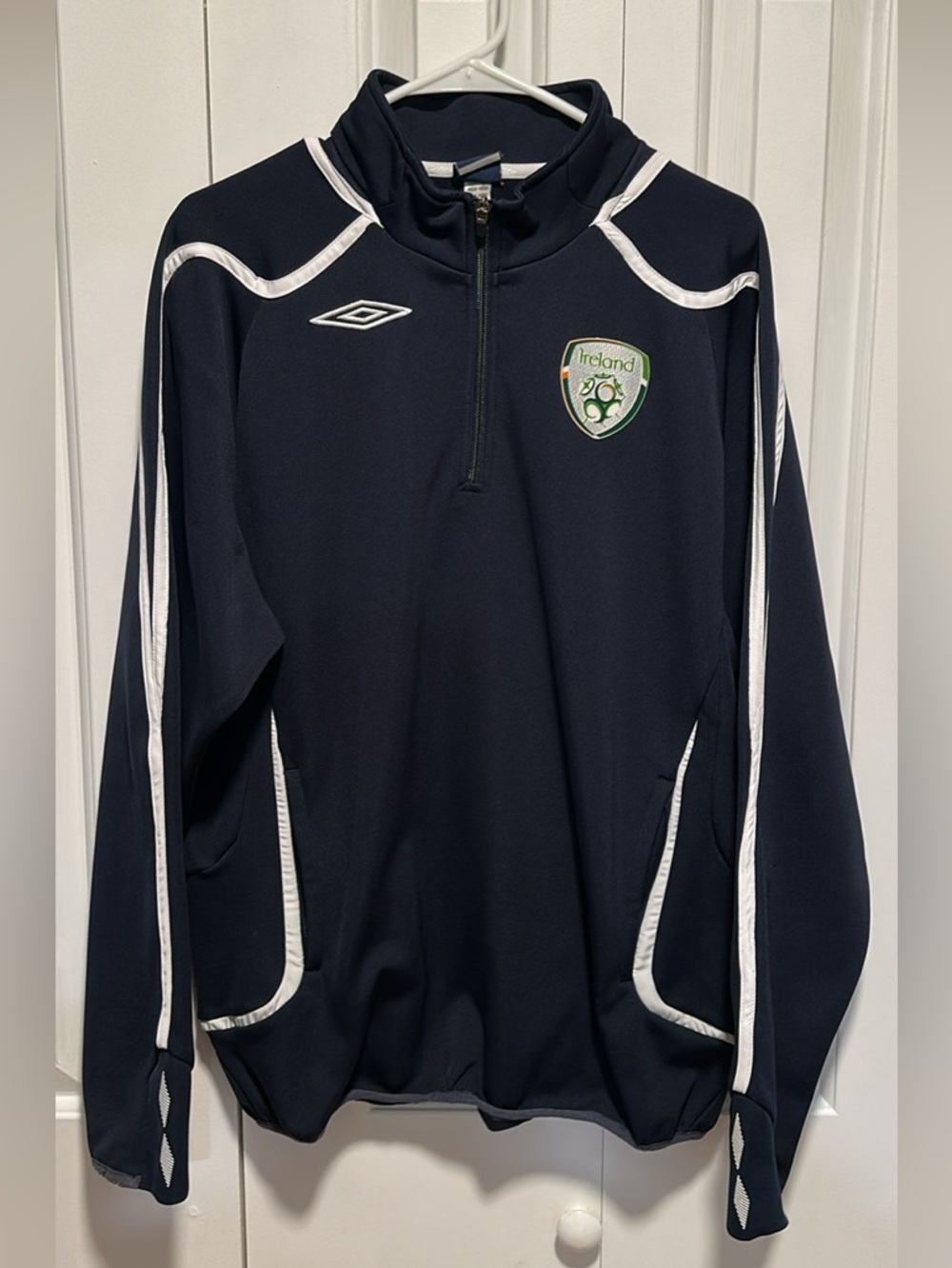 (USED) Umbro Ireland Navy Fleece 1/4 Zip Size Large